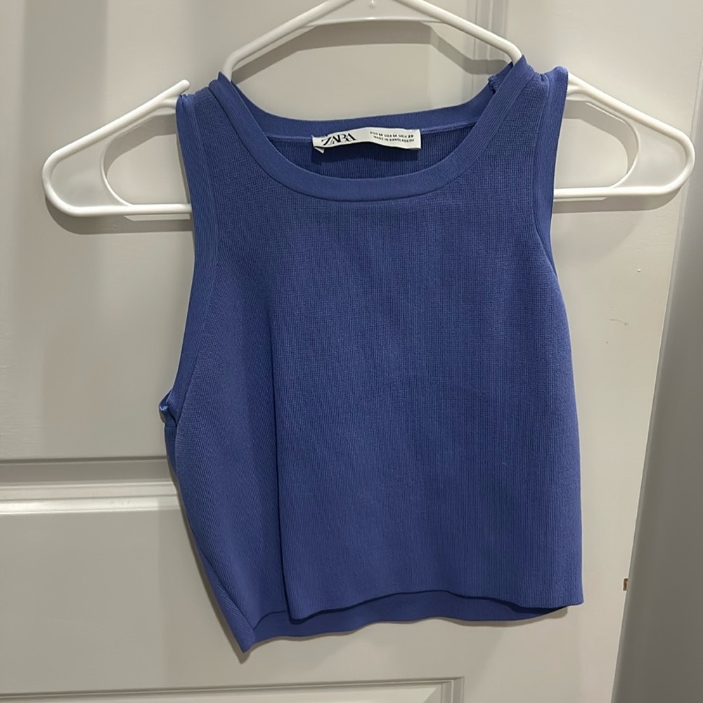 Zara Blue Crop Top Size Medium